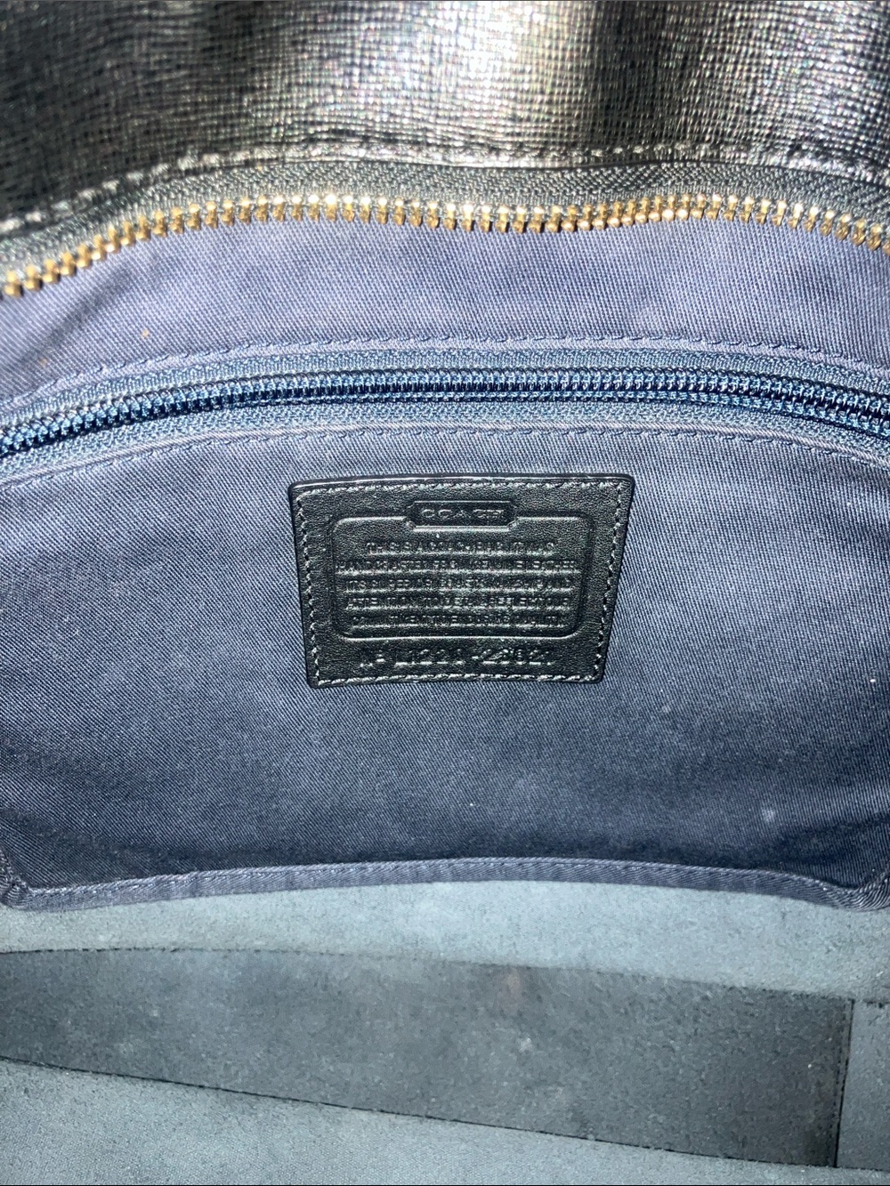 Coach Black Leather Tote with Gold Accent Tag - Picture 5 of 7